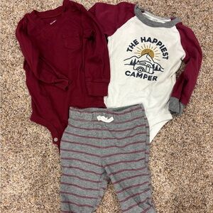 Carter's Burgundy and Gray Kids Matching Set